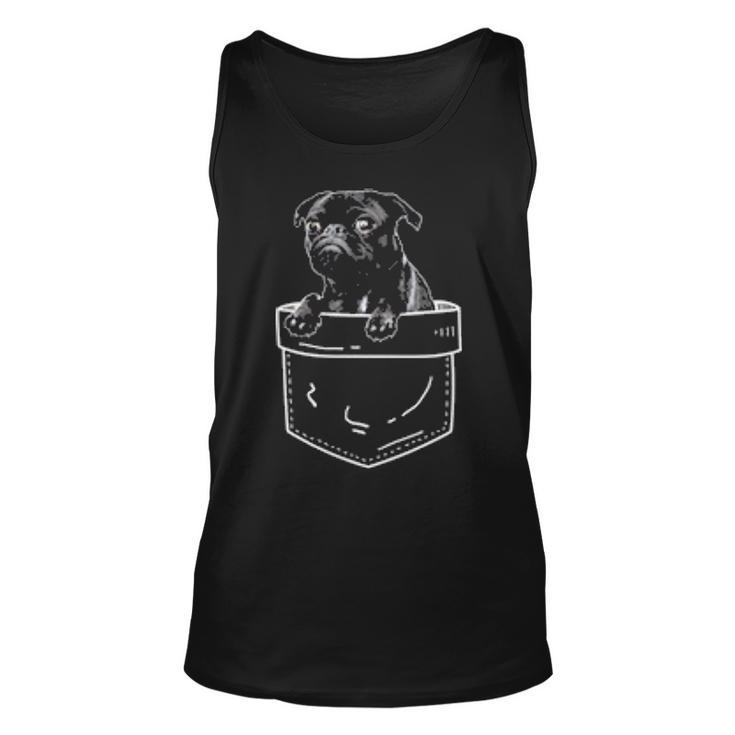 Black Pug In Pocket  Cute Dog Lover Tank Top