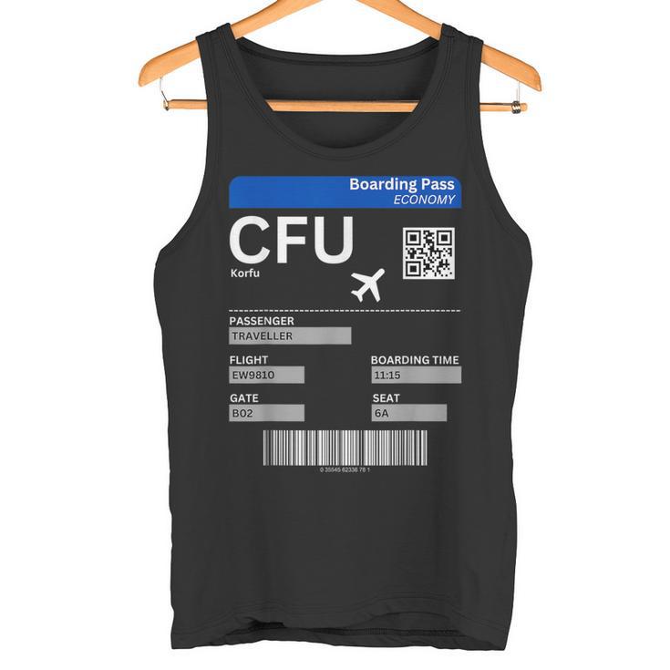 Boarding Pass Korfu Cfu Flugticket Griechenland Korfu Tank Top