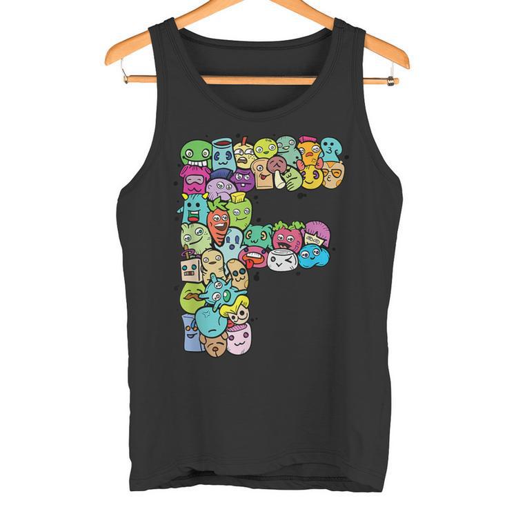 Buchstabe F Monsters Alphabet Name Initiale Niedlich Monogrammiert Tank Top