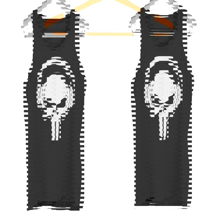 Calavera Dj Con Cascos Dj Skull Headphones Camiseta sin mangas
