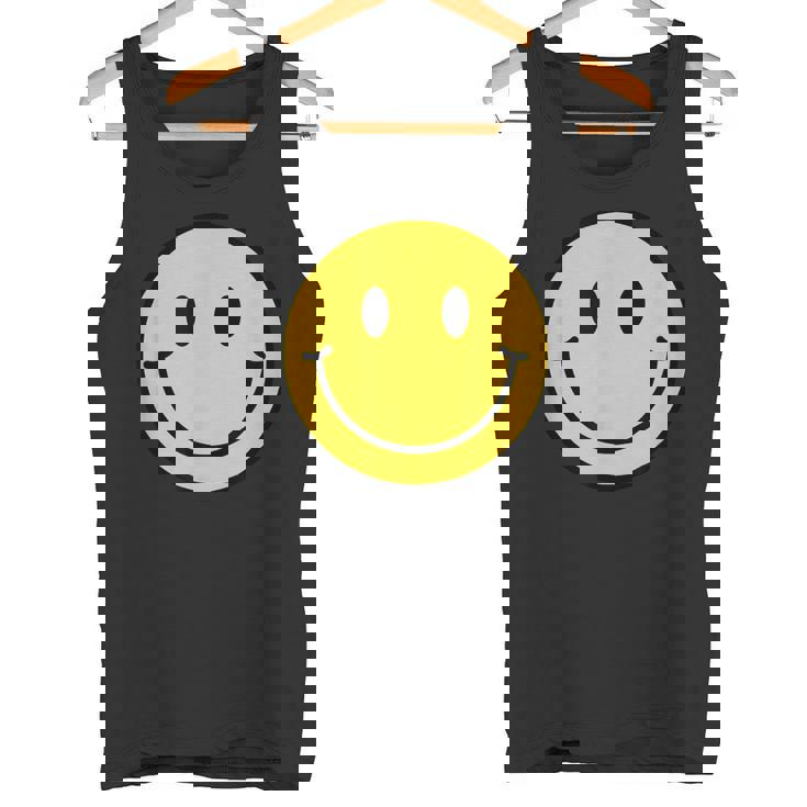 Camisa Sonriente Amarilla De Los Años 70 Cara Sonriente Linda Y Feliz Paz Camiseta sin mangas