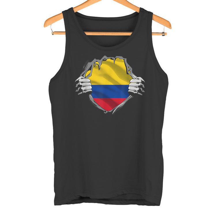 Colombia Flag Superhero Colombian Flag Tank Top