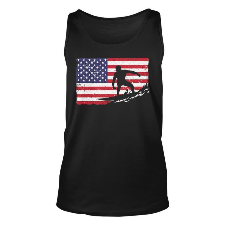 Cool Surfing For Men 4Th Of July American Flag Surfer Tank Top