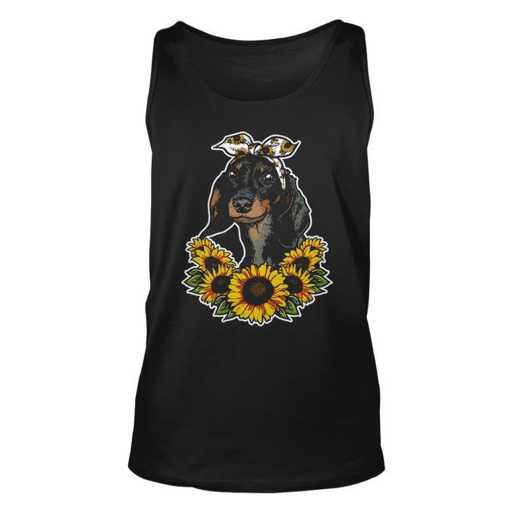 Cute Love Dog Sunflower Decor Dachshund Tank Top