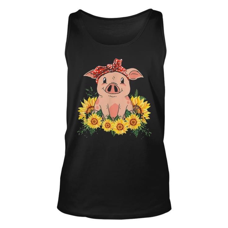 Cute Pig Bandana Sunflower Tank Top