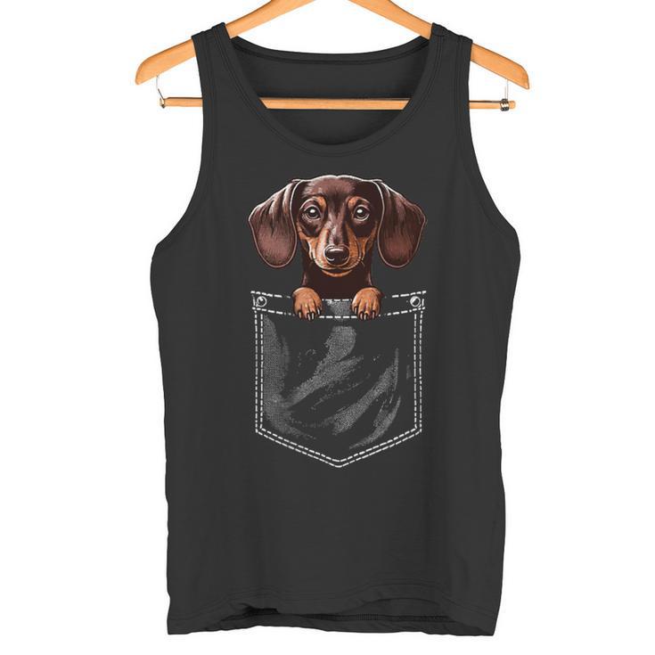 Dackel Hund In Brusttasche Niedlich Lustig Tank Top