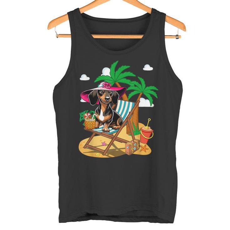 Dackel Am Strand Kostüm Sommer Urlaub Liebhaber Besitzer Kinder Tank Top