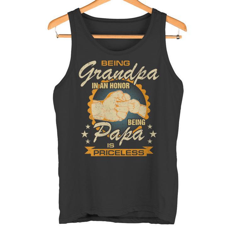 Damen Being Grandpa Is An Honor Being Papa Is Priceless Best Dad Mit-Ausschnitt Tank Top