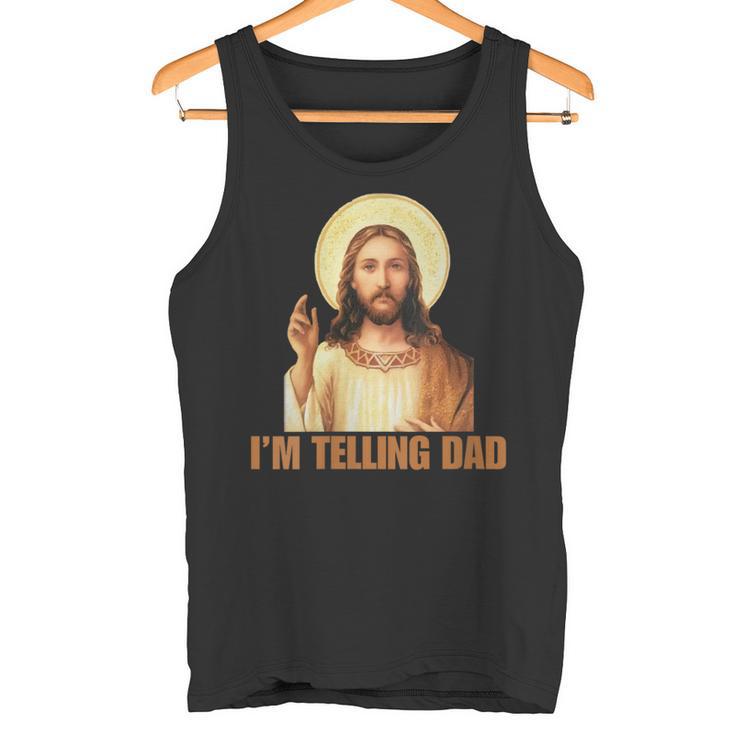 Damen Lustiges „Ich Erzähle Papa“ Lustiges Religiöses Christliches Jesus-Meme Mit-Ausschnitt Tank Top