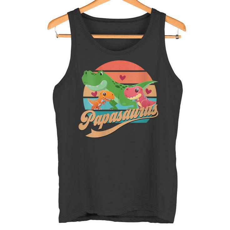 Damen Papasaurus Lustigesater Spruch Papa Dino Mit-Ausschnitt Tank Top