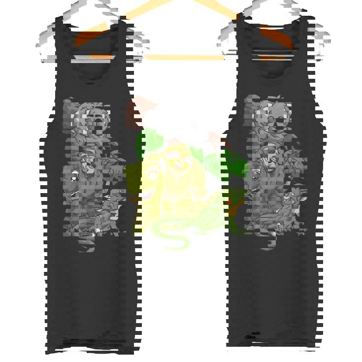 Divertido Coala Perezoso Tortuga Iguana Escuadra Zoo Animal Camiseta sin mangas