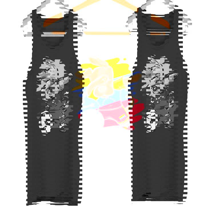 Divertido Dabbing Perro Fútbol Deenezuela Bandera Sport Camiseta sin mangas