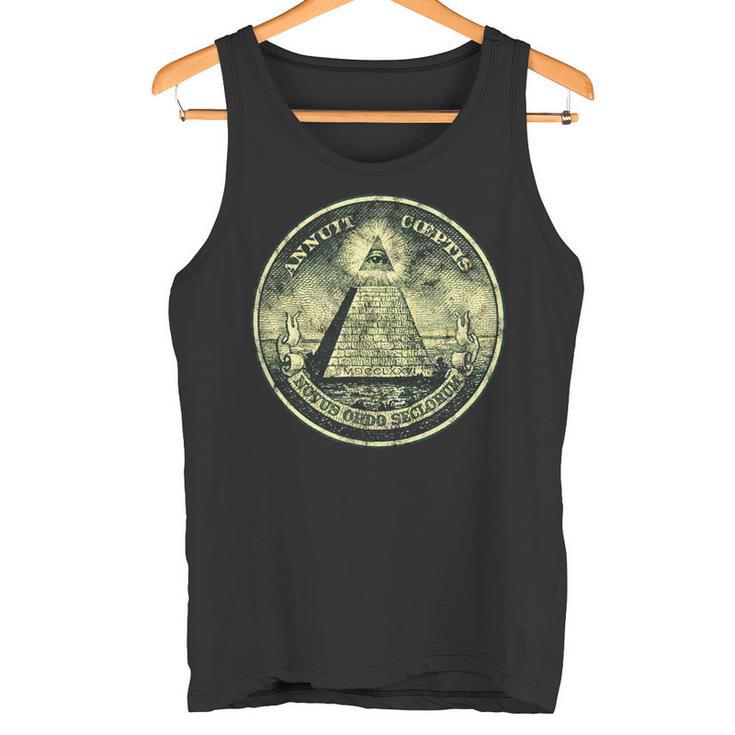 A Dollar Note Allseeing Eye Pyramid Illuminati Tank Top