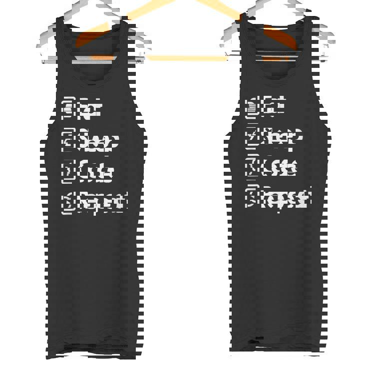 Eat Sleep Code Repeat Geek Programmer Developer Camiseta sin mangas