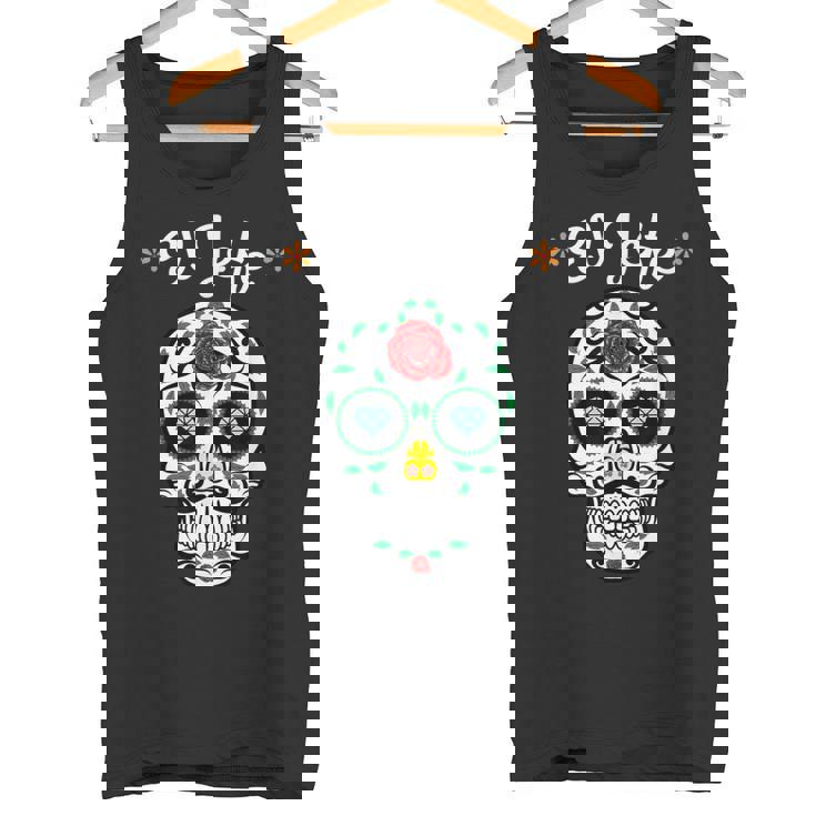 El Jefe Coloré Sucre Calavera Skull Dia De Los Muertos Débardeur e