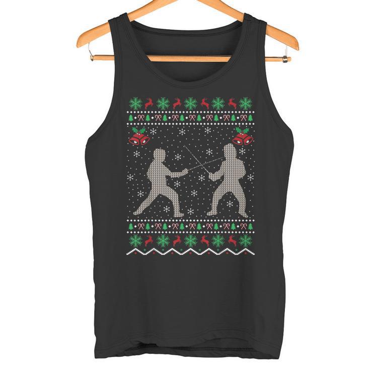 Esgrima Amante De Navidad Regalo Feo Esgrima Navidad Camiseta sin mangas