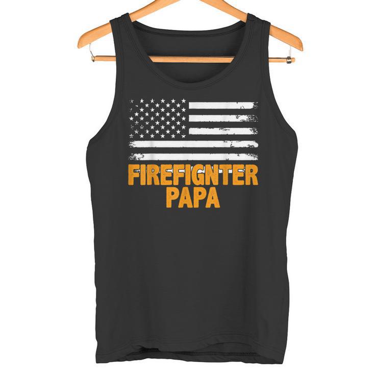 Feuerwehrmann Papa Amerikanische Flaggeatertag Tank Top