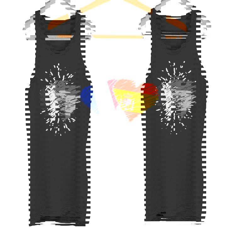 Francia España Amistad Corazon Francia Italiano Camiseta sin mangas