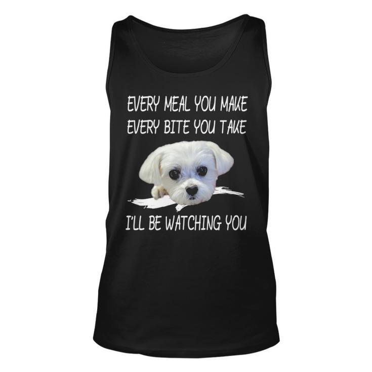 Maltese Dog Watching Owner Quote Puppy Mom Dad Tank Top