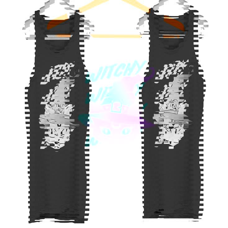 Gato Bruja Gótico Pastel Kawaii Gradiente Estético Pastel Camiseta sin mangas