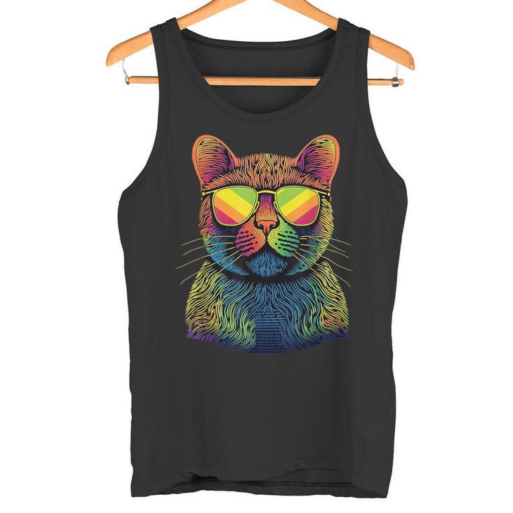 Gato Colorido Gatito Cool Catlover Camiseta sin mangas