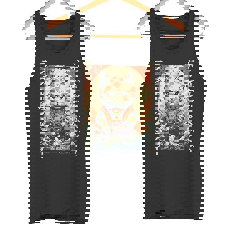Gato Samurai Guerrero Japonés Ninja Kitty Kawaii Camiseta sin mangas
