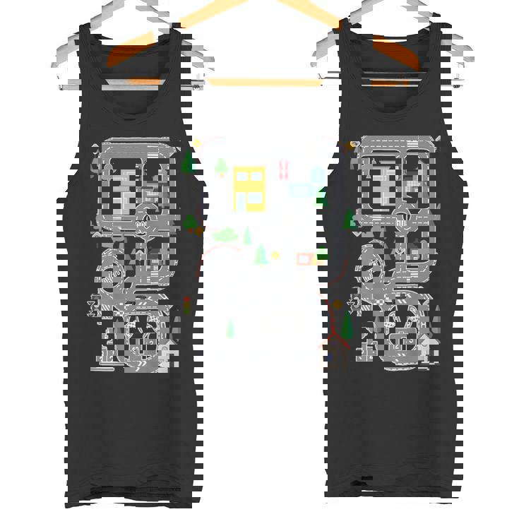 Genial Circuito De Carreras De Coches Playmat En La Parte Trasera Lindo Niño Camiseta sin mangas