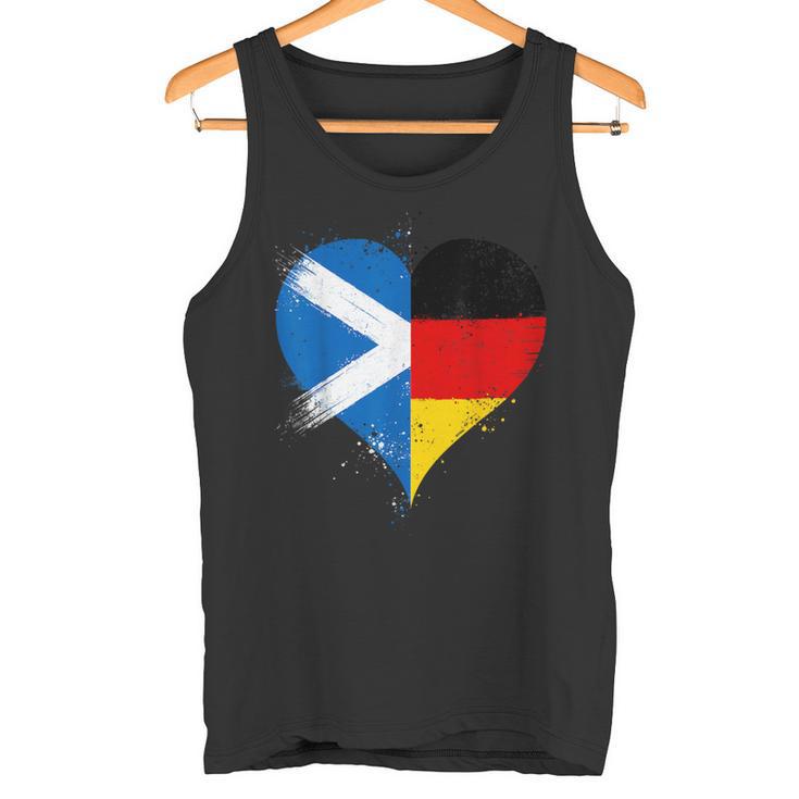 Halb Schottisch Halb Deutsch Ein Coole Flaggen In Liebe Herz Tank Top