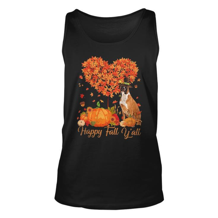 Happy Fall Y'all Boxer Dog Pumpkin Thanksgiving Tank Top