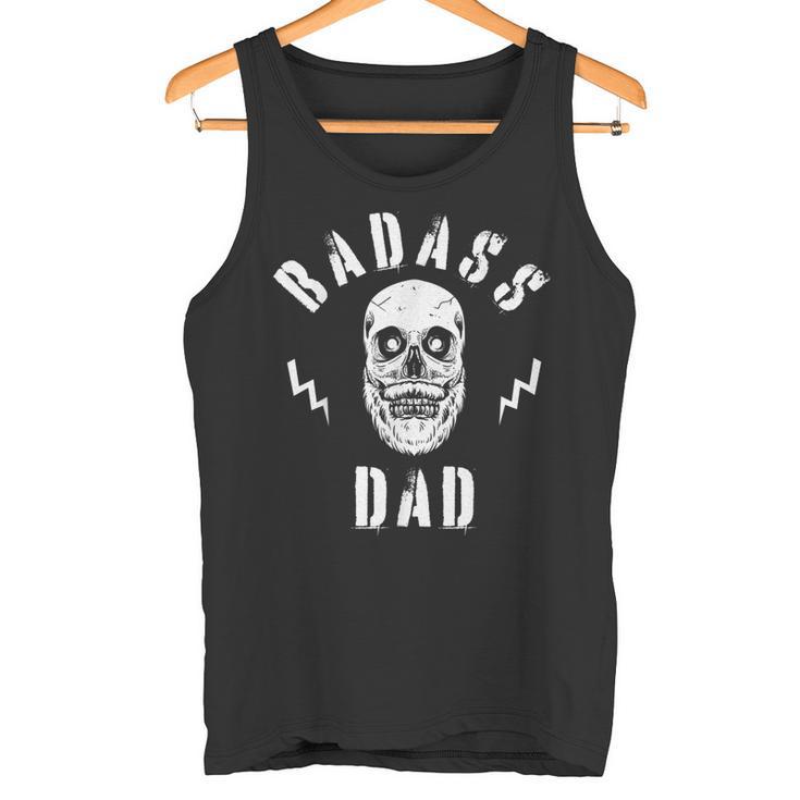 Herren Badass Dad Coolatertag Papa Schädel Tank Top