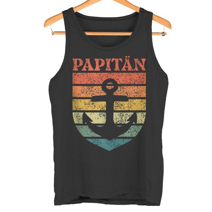 Herren Papa Wortspiel Kapitänatertag Papitän Tank Top