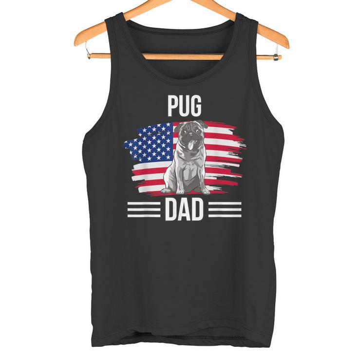 Hundebesitzer Us-Flagge 4 Juliatertag Mops Papa Tank Top