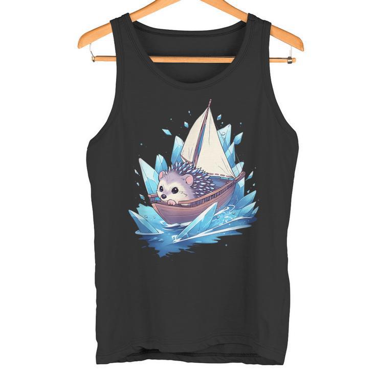 Ice Sailing Hedgehog Ice Sailing Ice Boating Yachting Tank Top