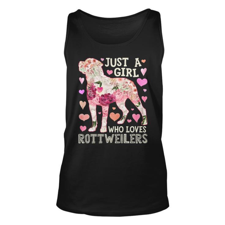 Just A Girl Who Loves Rottweilers Dog Silhouette Flower Tank Top