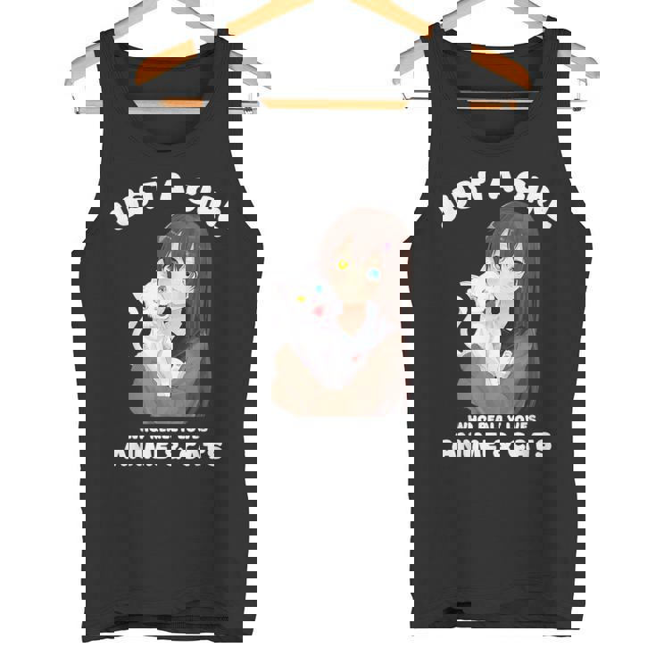Kawaii Anime Solo Una Chica Que Realmente Ama El Anime Y Los Gatos Camiseta sin mangas