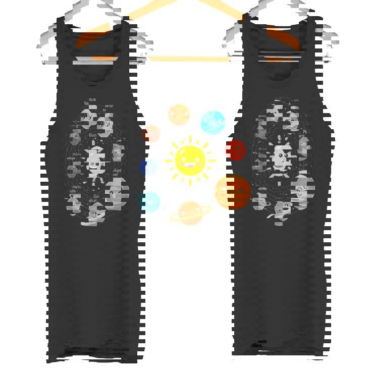 Kawaii Solar System Niño Lindo Planetas Cumpleaños Niños Camiseta sin mangas