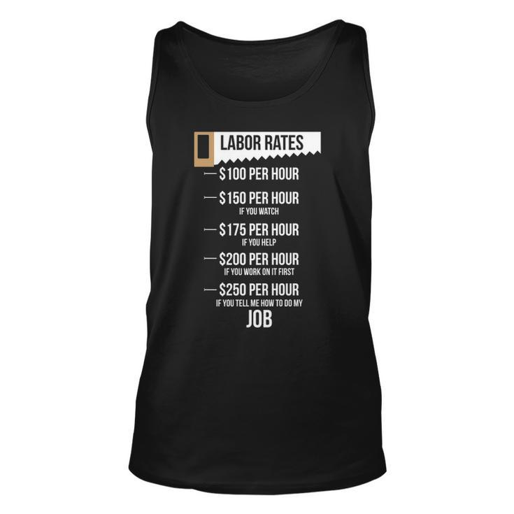 Labor Rates Carpenter Hourly Rates Humor  Tank Top