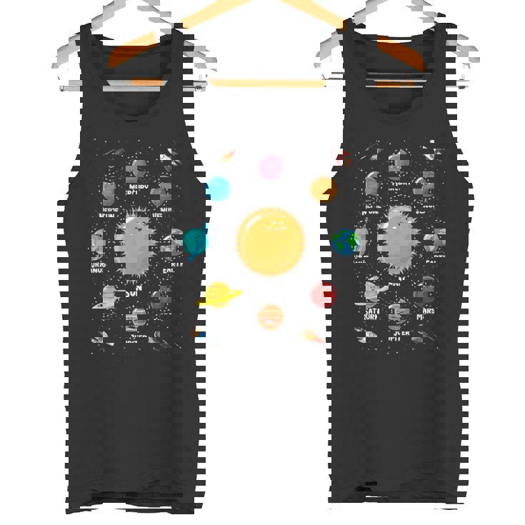 Lindo Sistema Solar De Planetas Coloridos Regalo Para Niños Camiseta sin mangas