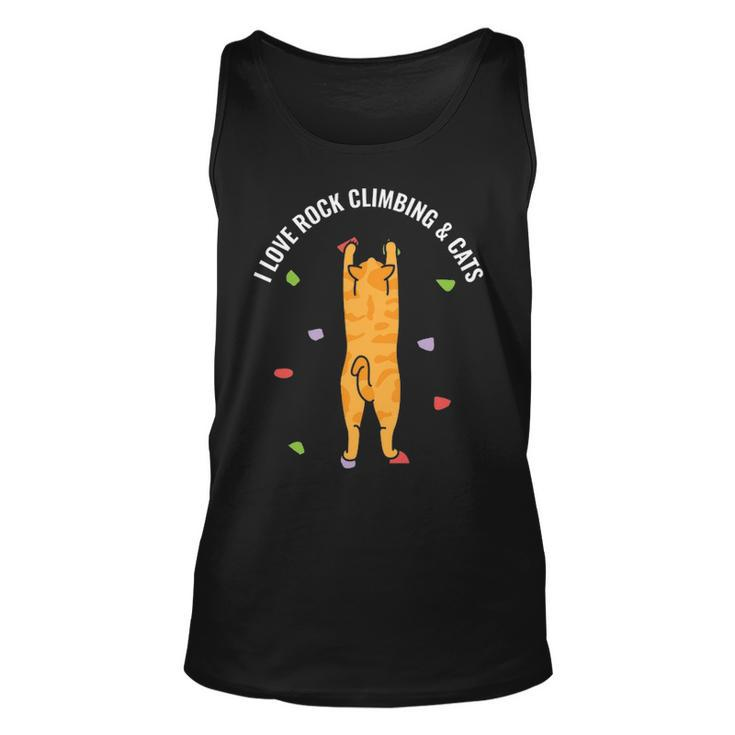 I Love Rock Climbing & Cats Cute Orange Kitty Feline Tank Top
