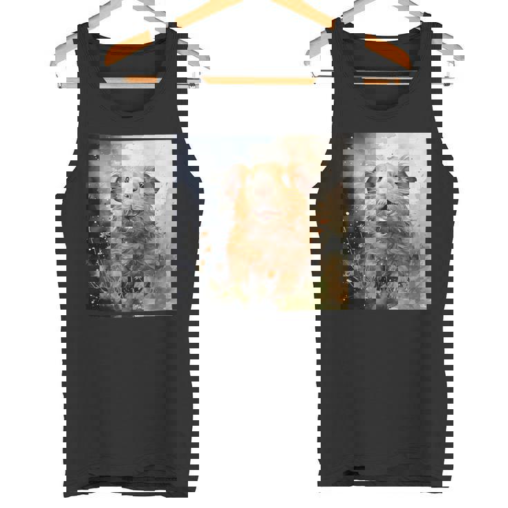 Meerschweinchen Blumen Aquarell Illustration Grafik Tank Top