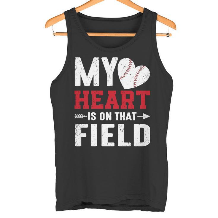 Mein Herz Ist Auf Dem Feld Baseball Papa Tank Top