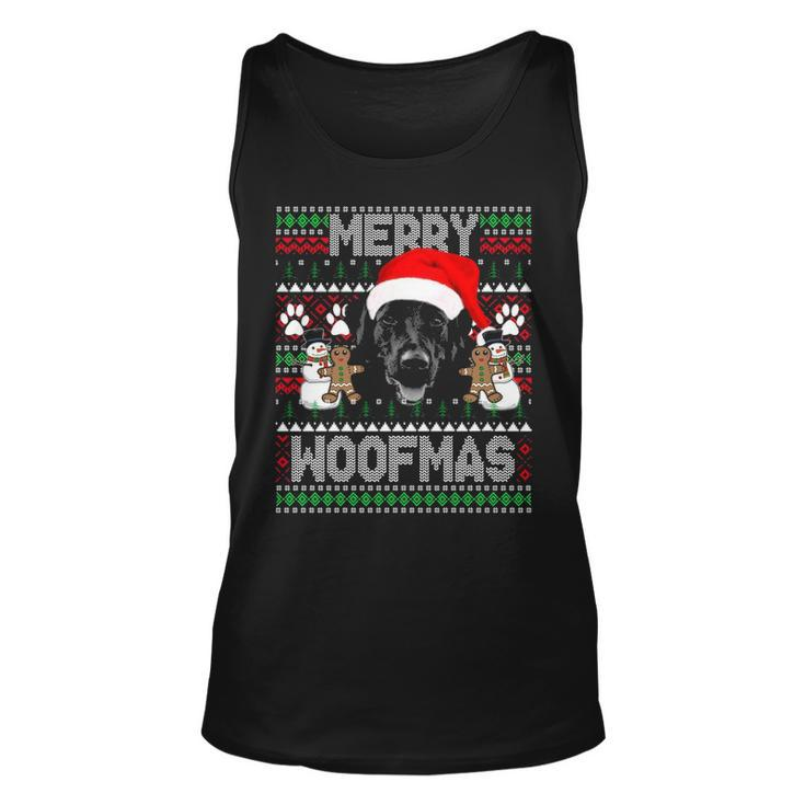 Merry Woofmas Cute Black Labrador Dog Ugly Sweater Tank Top
