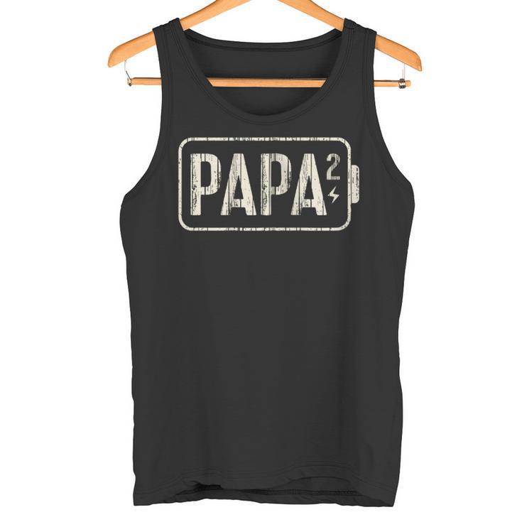 Papa 2 Kinder Lustig Zweifacher Papa Leere Akku Kapuzenjacke Tank Top