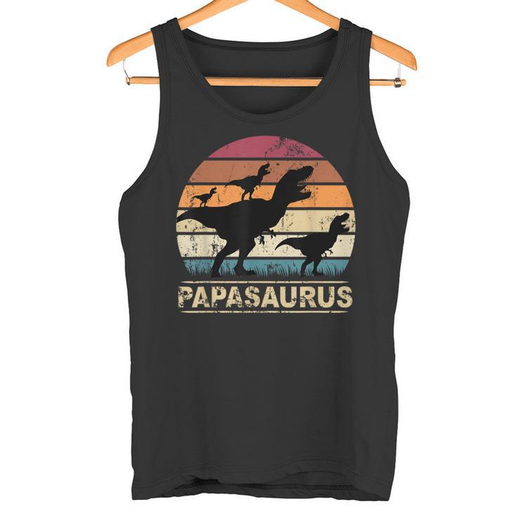 Papasaurus Dinosaur With Papaon Drei Kinder Dino Triplets Tank Top