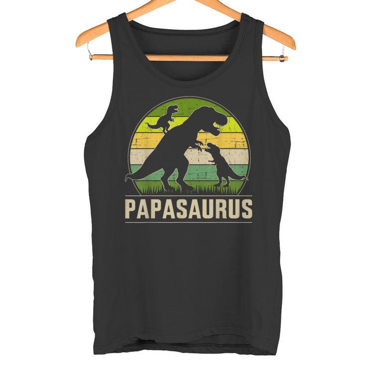 Papasaurus Zwei Kinder Für Papa Zumatertag Weihnachten Tank Top