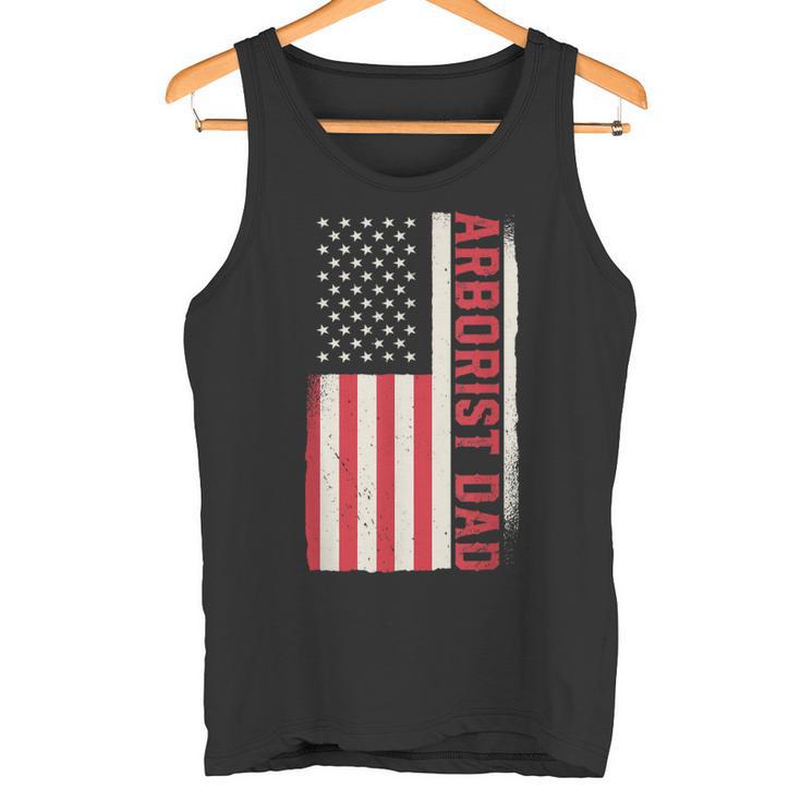 Patriotische Holzbearbeitung Holzarbeiter Arborist Papa Amerikanische Flagge Tank Top