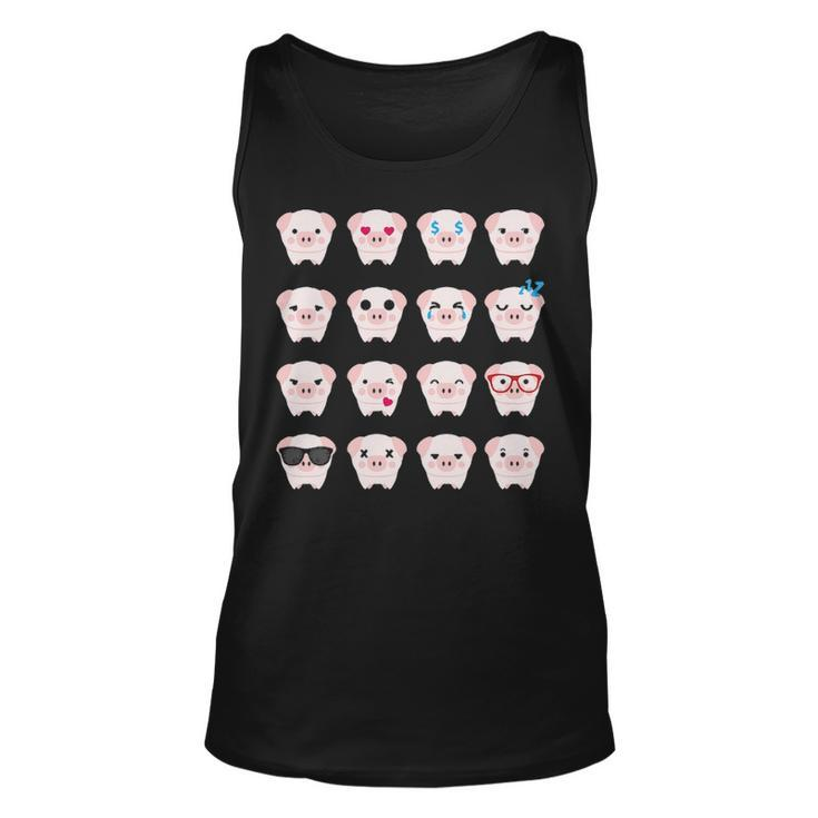 Many Pig Face Emotions Cute Pig Lover Tank Top