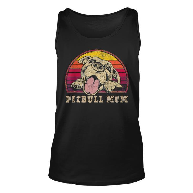 Pitbull Mom Vintage Smiling Pitbull Sunset Pbt Tank Top