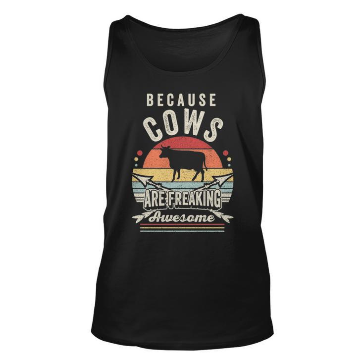 Retro Because Cows Are Freaking Awesome Cow Tank Top