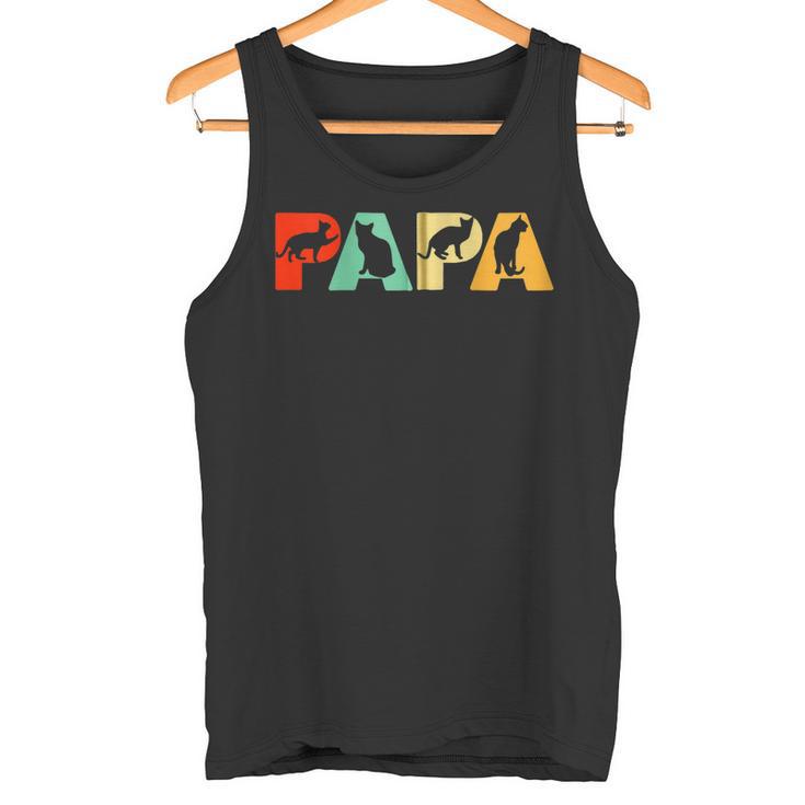 Retro Katze Papa Lustige Papa Katzeatertag Kapuzenjacke Tank Top